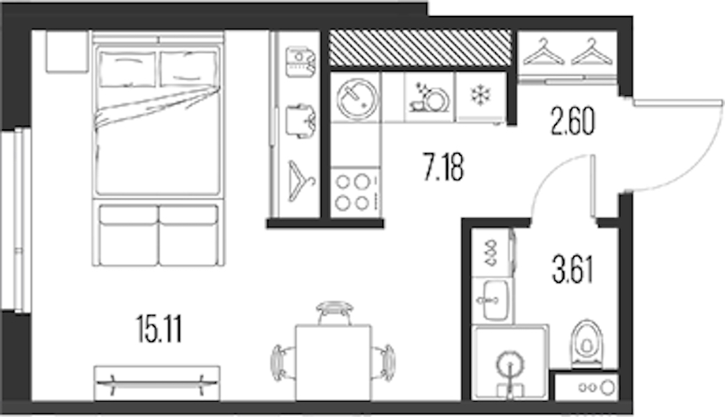 Квартира студия 28.5 м², 2/10 эт., ЖК «LEGENDA Васильевского»